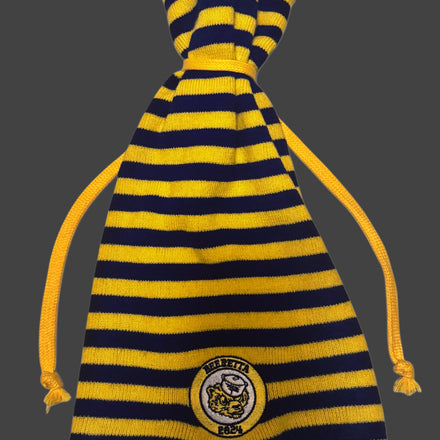 NavyMustard Tie Top Beanie