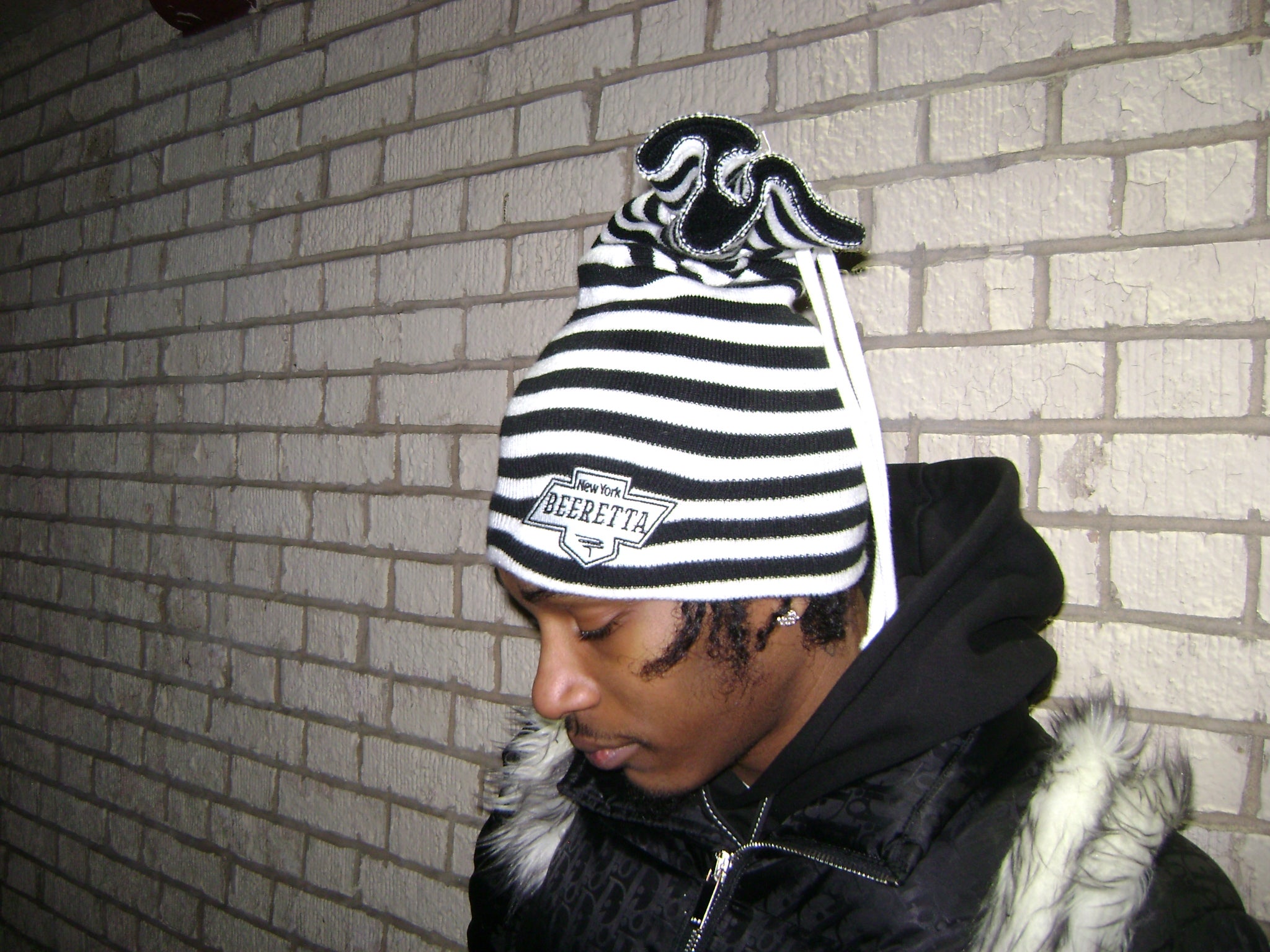 MonoChrome Tie Top Beanie